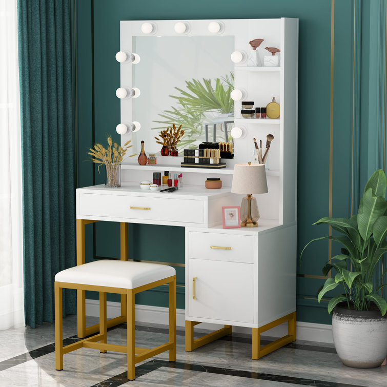 Willa Arlo Interiors Pursley 37.79'' Wide Vanity Set with Stool and